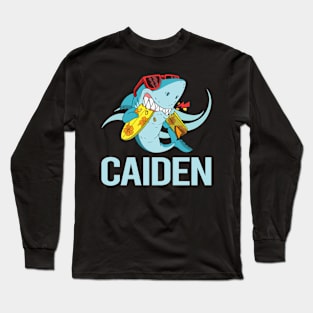 Funny Shark - Caiden Name Long Sleeve T-Shirt